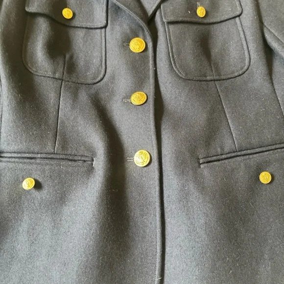 Fossil Navy Wool Blend Gold Button, Military Style Blazer Sz Medium - Picture 5 of 11